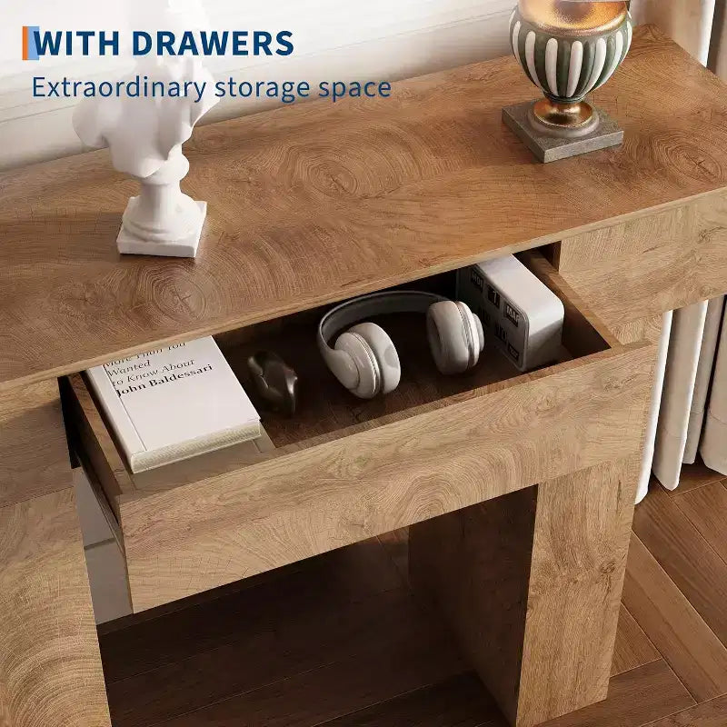 Table console de 47 po avec tiroir, table de canapé style ferme et table d'entrée pour couloir étroit et salon