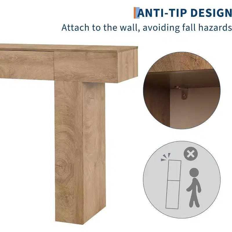 Table console de 47 po avec tiroir, table de canapé style ferme et table d'entrée pour couloir étroit et salon