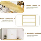 Coiffeuse Acekool avec miroir, 6 tiroirs, armoire de rangement et tabouret, moderne blanche et chêne pour chambre à coucher