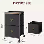 Meuble de rangement à roulettes 2 tiroirs, petits meubles de classement verticaux sous le bureau avec tiroirs en tissu, 4 roulettes et cadre en métal