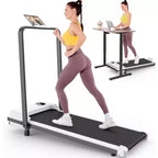 KRISRATE 3.5HP Walking Pad Treadmill with Handle Bar & Shock Absorption, Foldable Treadmills for Home, Under Desk Compact Walking Pad