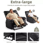 Fauteuil inclinable large surdimensionné - Chaleur et massage, Fauteuil inclinable manuel extra large en cuir PU pour adultes, Grand fauteuil paresseux avec accoudoirs confortables en éponge 1,5X