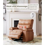 Fauteuil inclinable large surdimensionné - Chaleur et massage, Fauteuil inclinable manuel extra large en cuir PU pour adultes, Grand fauteuil paresseux avec accoudoirs confortables en éponge 1,5X