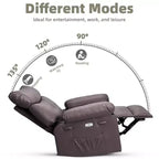 Fauteuil inclinable large surdimensionné - Chaleur et massage, Fauteuil inclinable manuel extra large en cuir PU pour adultes, Grand fauteuil paresseux avec accoudoirs confortables en éponge 1,5X