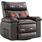 Fauteuil inclinable large surdimensionné - Chaleur et massage, Fauteuil inclinable manuel extra large en cuir PU pour adultes, Grand fauteuil paresseux avec accoudoirs confortables en éponge 1,5X
