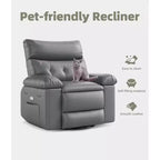 Fauteuil inclinable large surdimensionné - Chaleur et massage, Fauteuil inclinable manuel extra large en cuir PU pour adultes, Grand fauteuil paresseux avec accoudoirs confortables en éponge 1,5X