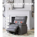 Fauteuil inclinable large surdimensionné - Chaleur et massage, Fauteuil inclinable manuel extra large en cuir PU pour adultes, Grand fauteuil paresseux avec accoudoirs confortables en éponge 1,5X