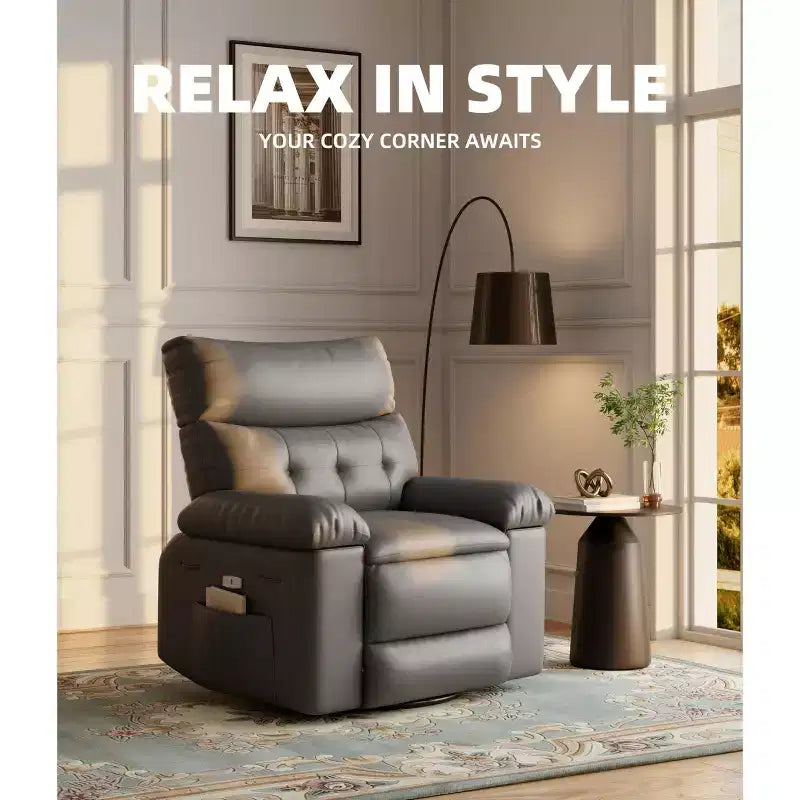 Fauteuil inclinable large surdimensionné - Chaleur et massage, Fauteuil inclinable manuel extra large en cuir PU pour adultes, Grand fauteuil paresseux avec accoudoirs confortables en éponge 1,5X