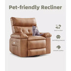 Fauteuil inclinable large surdimensionné - Chaleur et massage, Fauteuil inclinable manuel extra large en cuir PU pour adultes, Grand fauteuil paresseux avec accoudoirs confortables en éponge 1,5X