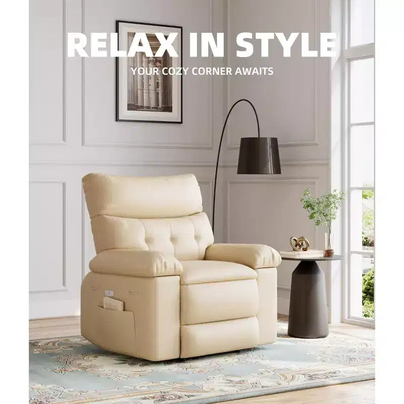 Fauteuil inclinable large surdimensionné - Chaleur et massage, Fauteuil inclinable manuel extra large en cuir PU pour adultes, Grand fauteuil paresseux avec accoudoirs confortables en éponge 1,5X