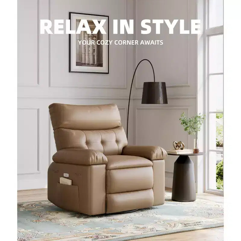 Fauteuil inclinable large surdimensionné - Chaleur et massage, Fauteuil inclinable manuel extra large en cuir PU pour adultes, Grand fauteuil paresseux avec accoudoirs confortables en éponge 1,5X