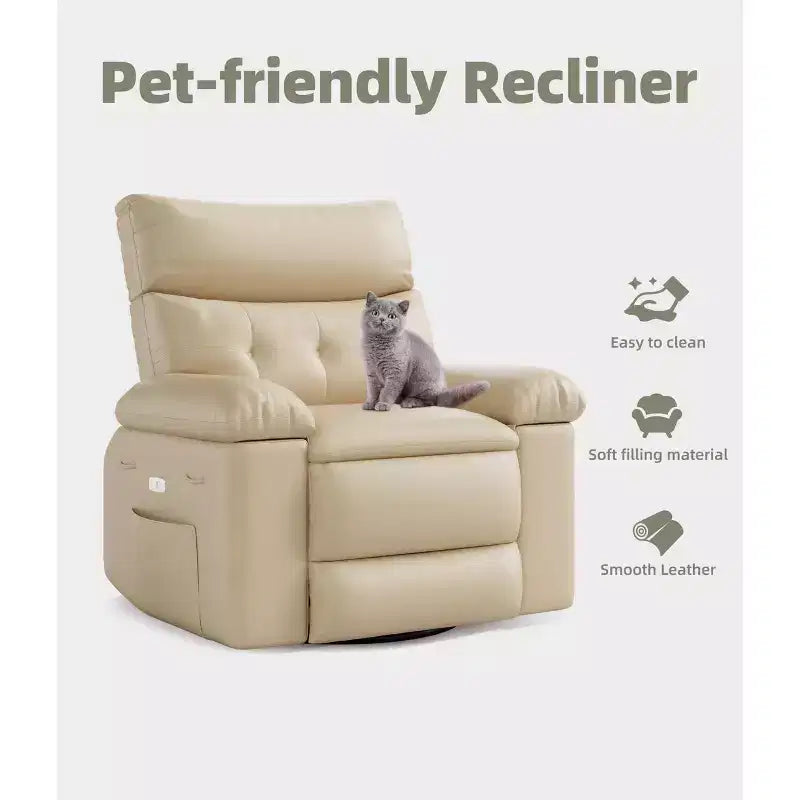 Fauteuil inclinable large surdimensionné - Chaleur et massage, Fauteuil inclinable manuel extra large en cuir PU pour adultes, Grand fauteuil paresseux avec accoudoirs confortables en éponge 1,5X
