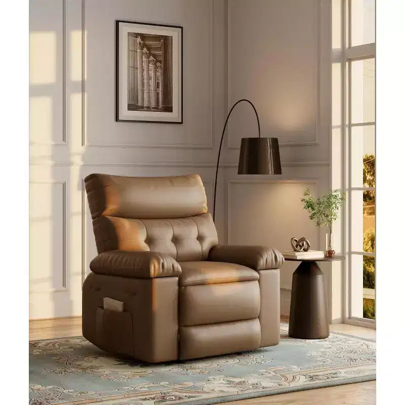 Fauteuil inclinable large surdimensionné - Chaleur et massage, Fauteuil inclinable manuel extra large en cuir PU pour adultes, Grand fauteuil paresseux avec accoudoirs confortables en éponge 1,5X