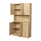 70,87 Meuble de rangement de cuisine autoportant avec 6 portes, tiroir, étagères ouvertes, buffet polyvalent, meuble de rangement pour loisirs créatifs