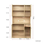 70,87 Meuble de rangement de cuisine autoportant avec 6 portes, tiroir, étagères ouvertes, buffet polyvalent, meuble de rangement pour loisirs créatifs