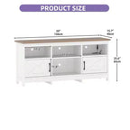 Meuble TV de ferme pour téléviseurs de 65 pouces, meuble de divertissement LED avec armoires, prise de courant, console multimédia pour salon, blanc et noyer