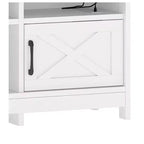 Meuble TV de ferme pour téléviseurs de 65 pouces, meuble de divertissement LED avec armoires, prise de courant, console multimédia pour salon, blanc et noyer