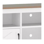 Meuble TV de ferme pour téléviseurs de 65 pouces, meuble de divertissement LED avec armoires, prise de courant, console multimédia pour salon, blanc et noyer