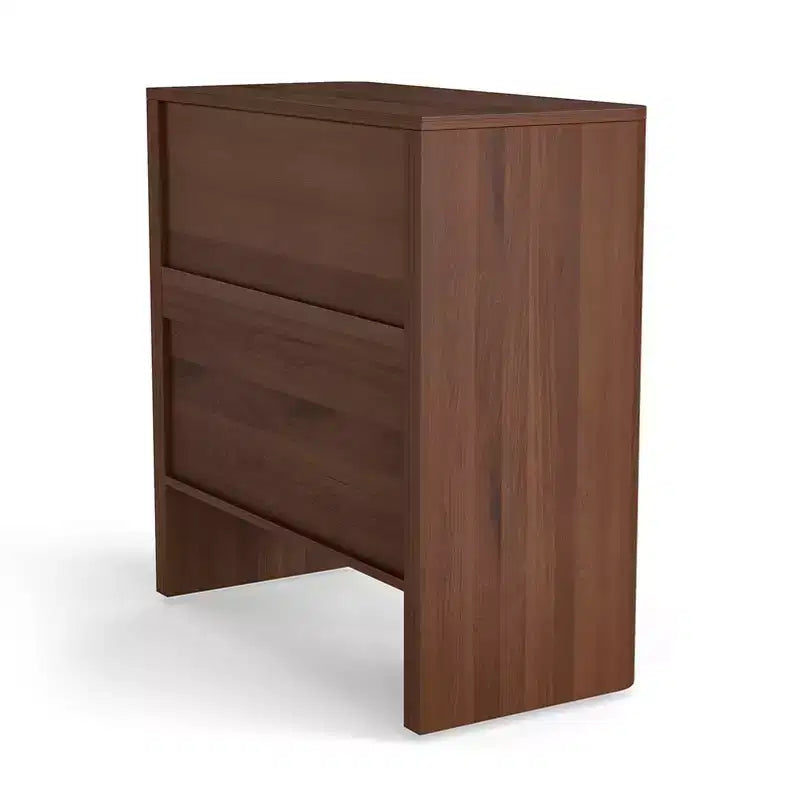 Meuble bas en bois AEELLEEA avec 3 tiroirs motif ondulé coiffeuse de chevet moderne pour chambre à coucher 78CM de long couleur noyer