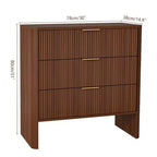 Meuble bas en bois AEELLEEA avec 3 tiroirs motif ondulé coiffeuse de chevet moderne pour chambre à coucher 78CM de long couleur noyer
