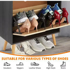 Meuble à Chaussures 2 Niveaux en Rotin Tressé, Profondeur Étroite de 23,5 cm avec Tiroirs Basculants & Dispositif Anti-Basculement, Contient 12 à 18 Paires