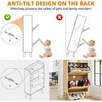 Meuble à Chaussures 2 Niveaux en Rotin Tressé, Profondeur Étroite de 23,5 cm avec Tiroirs Basculants & Dispositif Anti-Basculement, Contient 12 à 18 Paires