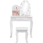 Coiffeuse Acekool pour enfants avec miroir et tabouret, ensemble de jeu en bois pour filles de 4 à 9 ans
