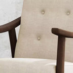 MAYEERTY Fauteuil capitonné moderne du milieu du siècle, revêtement beige, cadre marron, salon, salle à manger