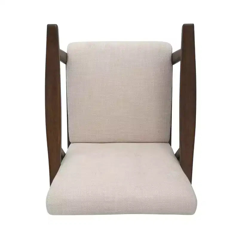 MAYEERTY Fauteuil capitonné moderne du milieu du siècle, revêtement beige, cadre marron, salon, salle à manger