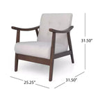 MAYEERTY Fauteuil capitonné moderne du milieu du siècle, revêtement beige, cadre marron, salon, salle à manger