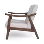 MAYEERTY Fauteuil capitonné moderne du milieu du siècle, revêtement beige, cadre marron, salon, salle à manger