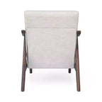 MAYEERTY Fauteuil capitonné moderne du milieu du siècle, revêtement beige, cadre marron, salon, salle à manger