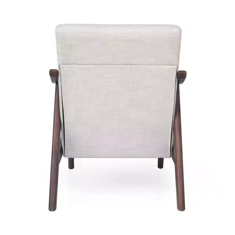 MAYEERTY Fauteuil capitonné moderne du milieu du siècle, revêtement beige, cadre marron, salon, salle à manger