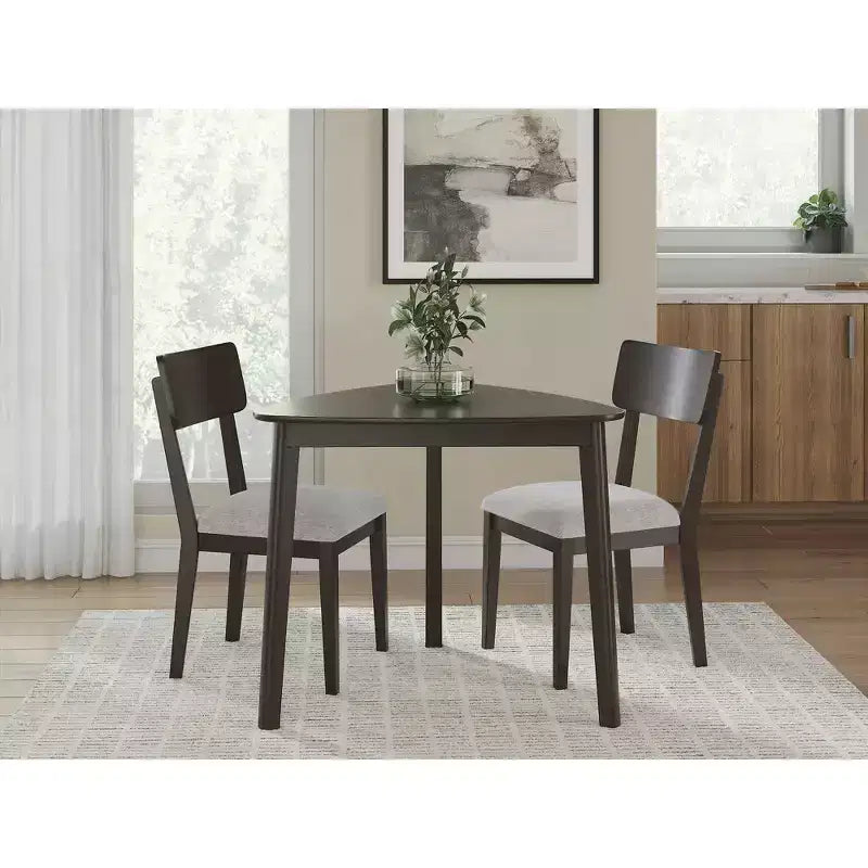 Signature Design by Ashley Favelon Table à manger triangulaire, Merlo, 3 places, style moderne du milieu du siècle pour petits espaces