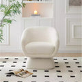 TUYOHW White Boucle Upholstered Accent Chair,Leisure Armchair with Enlarged Seat,Square Base,Solid Wood Frame,Reading Chair for Living Room,Bedroom