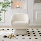 TUYOHW White Boucle Upholstered Accent Chair,Leisure Armchair with Enlarged Seat,Square Base,Solid Wood Frame,Reading Chair for Living Room,Bedroom
