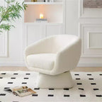 Fauteuil d'appoint rembourré en bouclette blanche TUYOHW, fauteuil de loisirs avec assise agrandie, base carrée, cadre en bois massif, fauteuil de lecture pour salon, chambre à coucher
