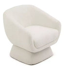 Fauteuil d'appoint rembourré en bouclette blanche TUYOHW, fauteuil de loisirs avec assise agrandie, base carrée, cadre en bois massif, fauteuil de lecture pour salon, chambre à coucher