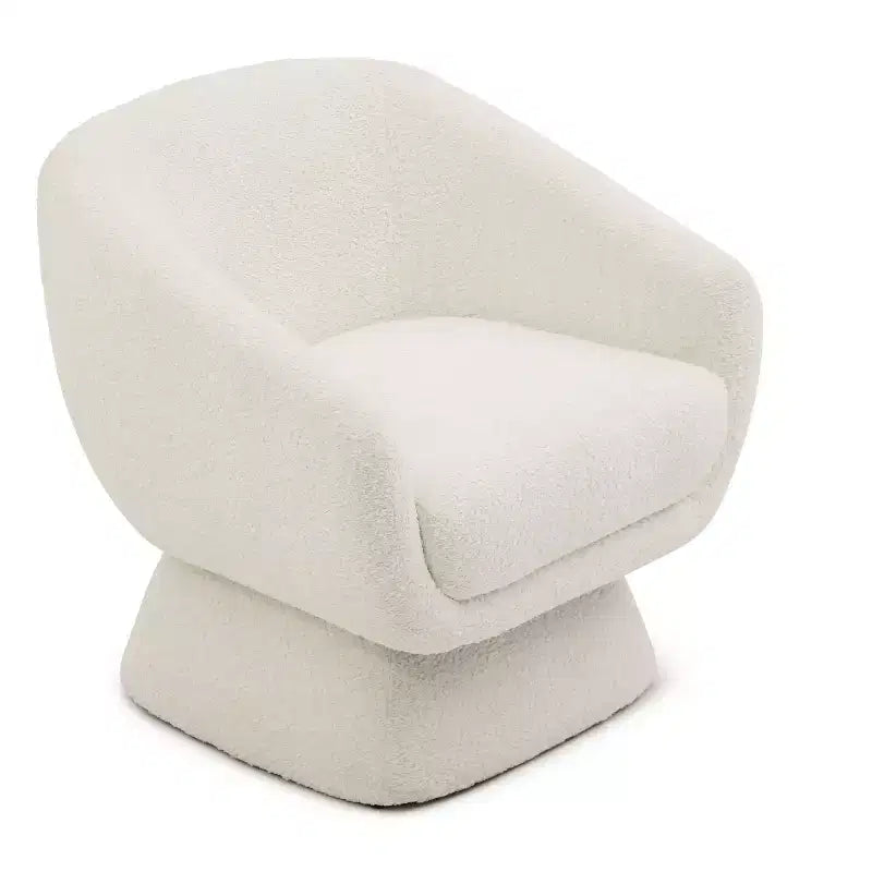 Fauteuil d'appoint rembourré en bouclette blanche TUYOHW, fauteuil de loisirs avec assise agrandie, base carrée, cadre en bois massif, fauteuil de lecture pour salon, chambre à coucher