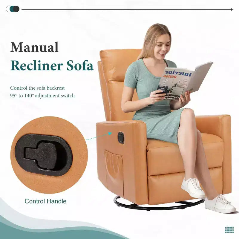 Fauteuil inclinable pivotant TUYOHW, fauteuil de pépinière coulissant avec repose-pieds extra large, dossier haut, siège profond, fauteuil d'appoint marron pour salon, pépinière, chambre à coucher