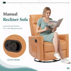 Fauteuil inclinable pivotant TUYOHW, fauteuil de pépinière coulissant avec repose-pieds extra large, dossier haut, siège profond, fauteuil d'appoint marron pour salon, pépinière, chambre à coucher