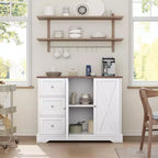 Meuble de buffet avec rangement, buffet blanc de 42 pouces avec 3 tiroirs, bar à café, design sans pieds peu encombrant pour petits espaces, blanc