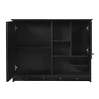 FAMYYT Armoire à pharmacie rectangulaire en MDF avec miroir, 6 étagères, boutons porte-serviettes
