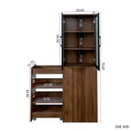 CLIHOME 70.87 H Display Storage Cabinet , 4 Tier Multi-functional Pull-out Storage Shelves, Wooden Tall Bookshelf Bookcase
