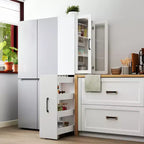CLIHOME 70.87 H Display Storage Cabinet , 4 Tier Multi-functional Pull-out Storage Shelves, Wooden Tall Bookshelf Bookcase