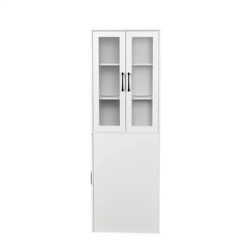CLIHOME 70.87 H Display Storage Cabinet , 4 Tier Multi-functional Pull-out Storage Shelves, Wooden Tall Bookshelf Bookcase
