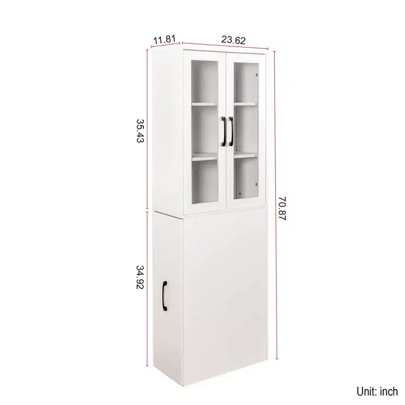 CLIHOME 70.87 H Display Storage Cabinet , 4 Tier Multi-functional Pull-out Storage Shelves, Wooden Tall Bookshelf Bookcase