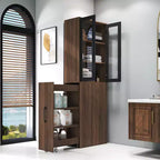 CLIHOME 70.87 H Display Storage Cabinet , 4 Tier Multi-functional Pull-out Storage Shelves, Wooden Tall Bookshelf Bookcase
