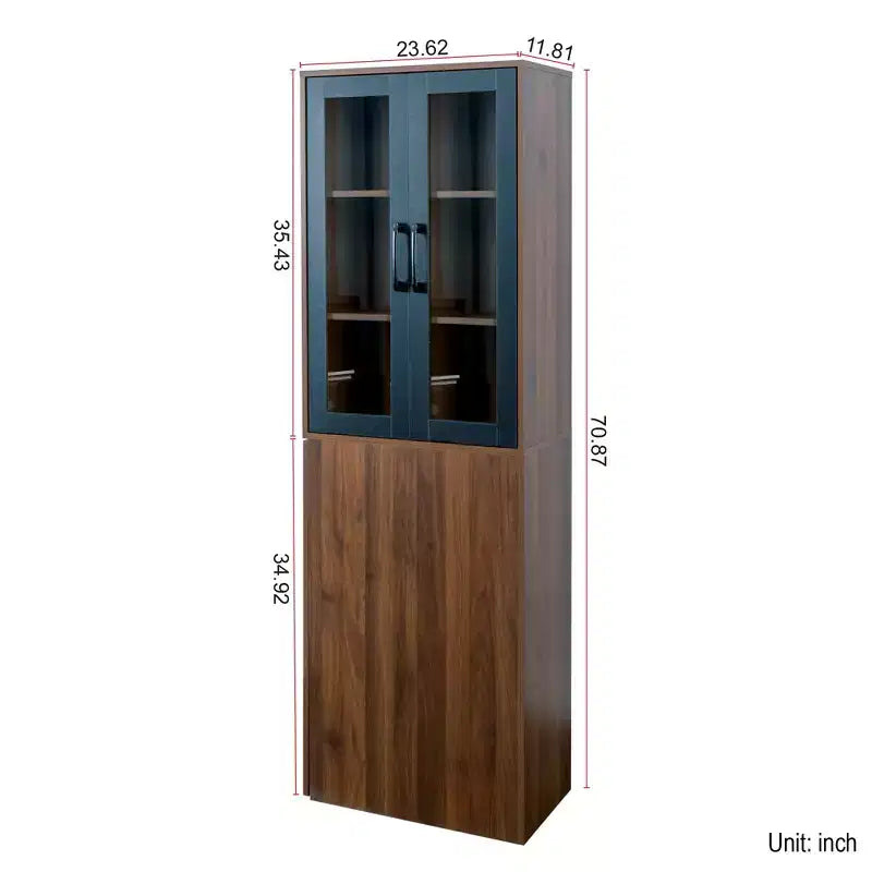 CLIHOME 70.87 H Display Storage Cabinet , 4 Tier Multi-functional Pull-out Storage Shelves, Wooden Tall Bookshelf Bookcase