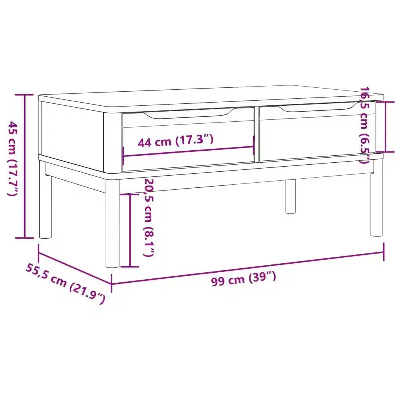 vidaXL Table basse rangement meuble d'appoint salon bois de pin massif